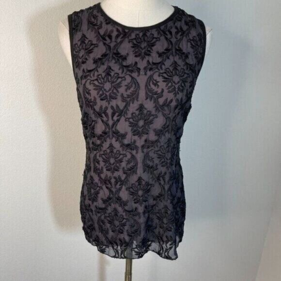 Bailey 44 XS Tank Sleeveless Top Black Knit and Lace Stretch - Picture 1 of 4